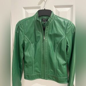David Meister Green Genuine Leather Jacket Size 4 Contemporary